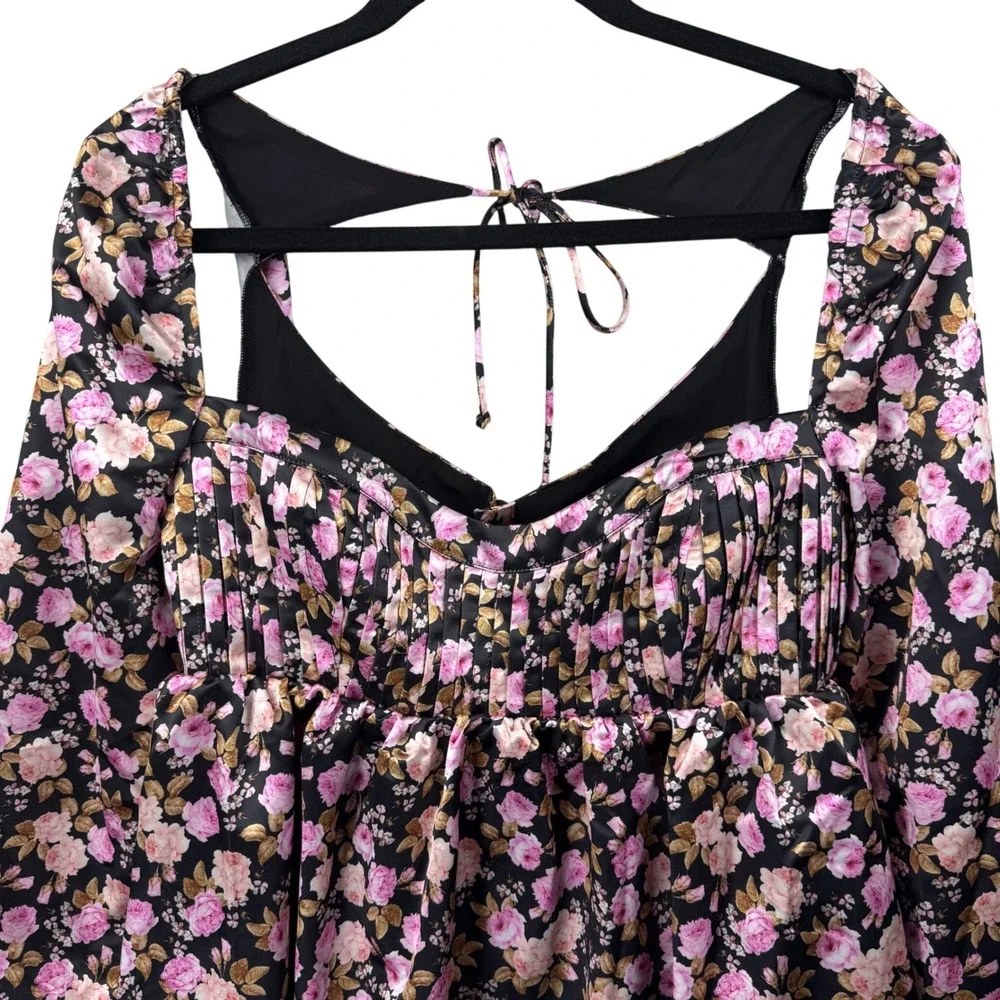 NEW NWT Love & Lemons Kate Mini Dress Floral Babydoll‎ Medium Satin Coquette